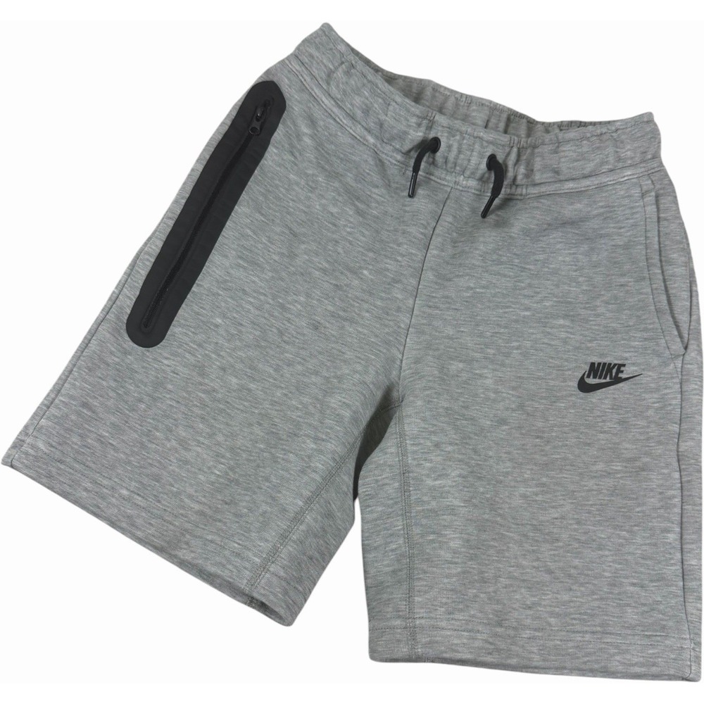 Nike Tech Fleece Boys Shorts Heather Grey And Black Size M